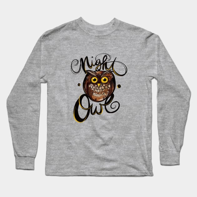 Night Owl Long Sleeve T-Shirt by bubbsnugg
